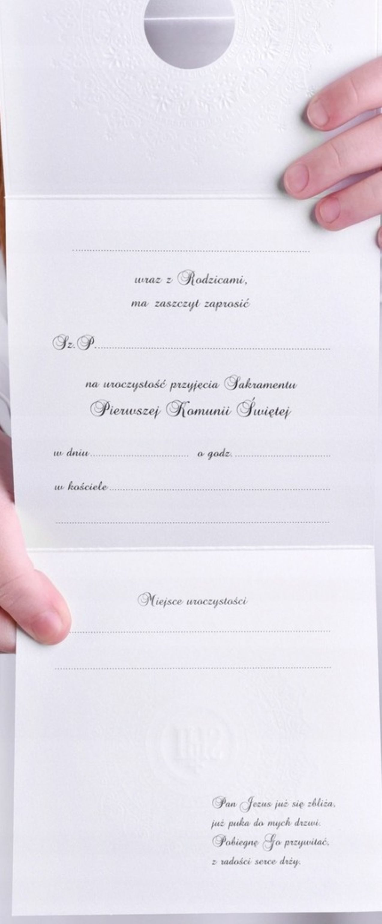 Festivalartikel Einladungskarten Elegante Kommunionseinladung Perlmutt – 1 Karte + Umschlag