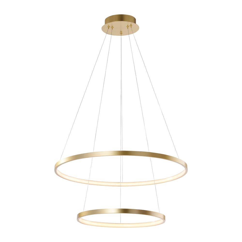 JUST LIGHT LED Pendelleuchte, Leuchtmittel nicht inklusive, Pendellampe Hängelampe Wohnzimmerleuchte gold LED Ringe beweglich H