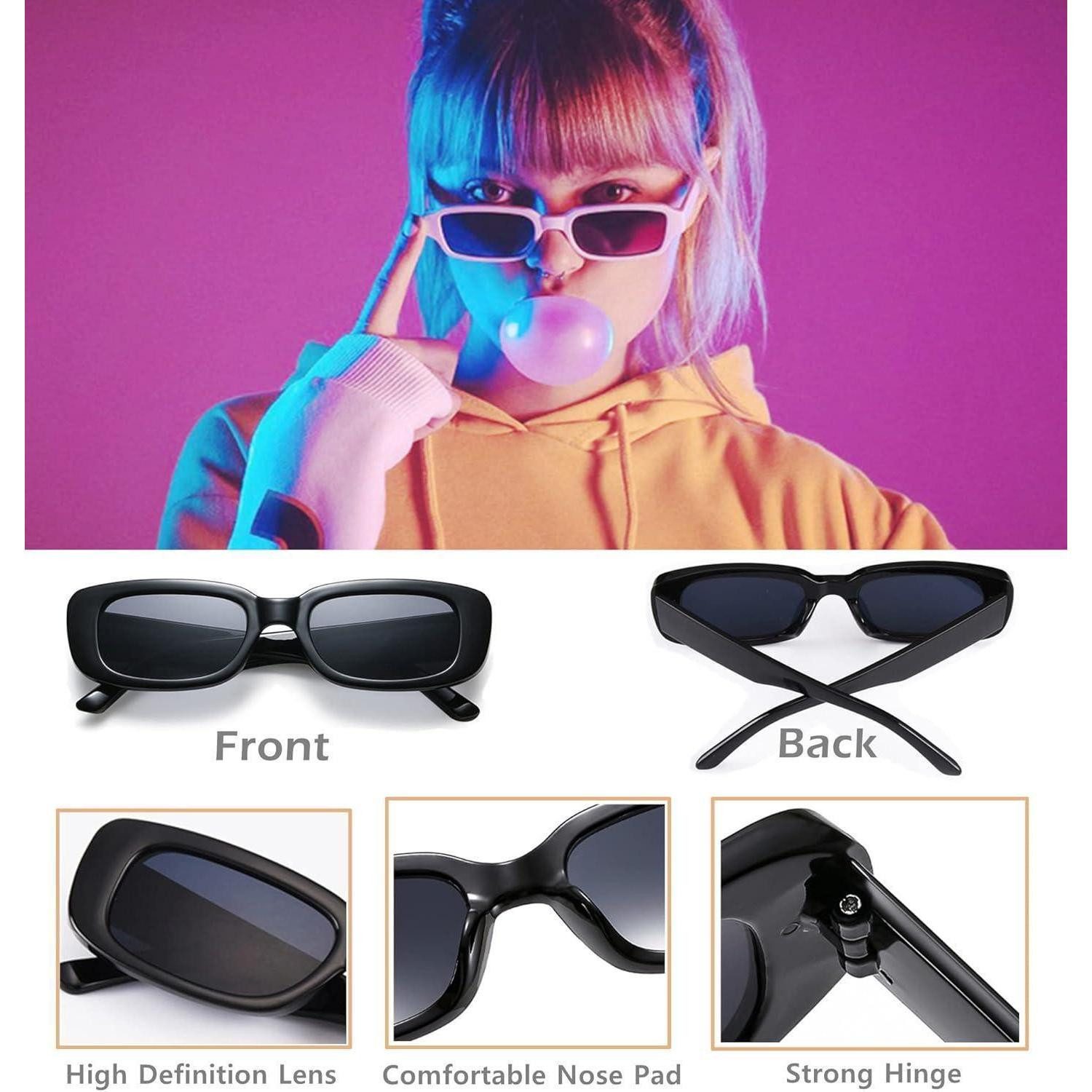 LuxusKollektion Retrosonnenbrille Sonnenbrille Damen Rechteckig Retro 90er Vintage 4er 4 Pack Mix F