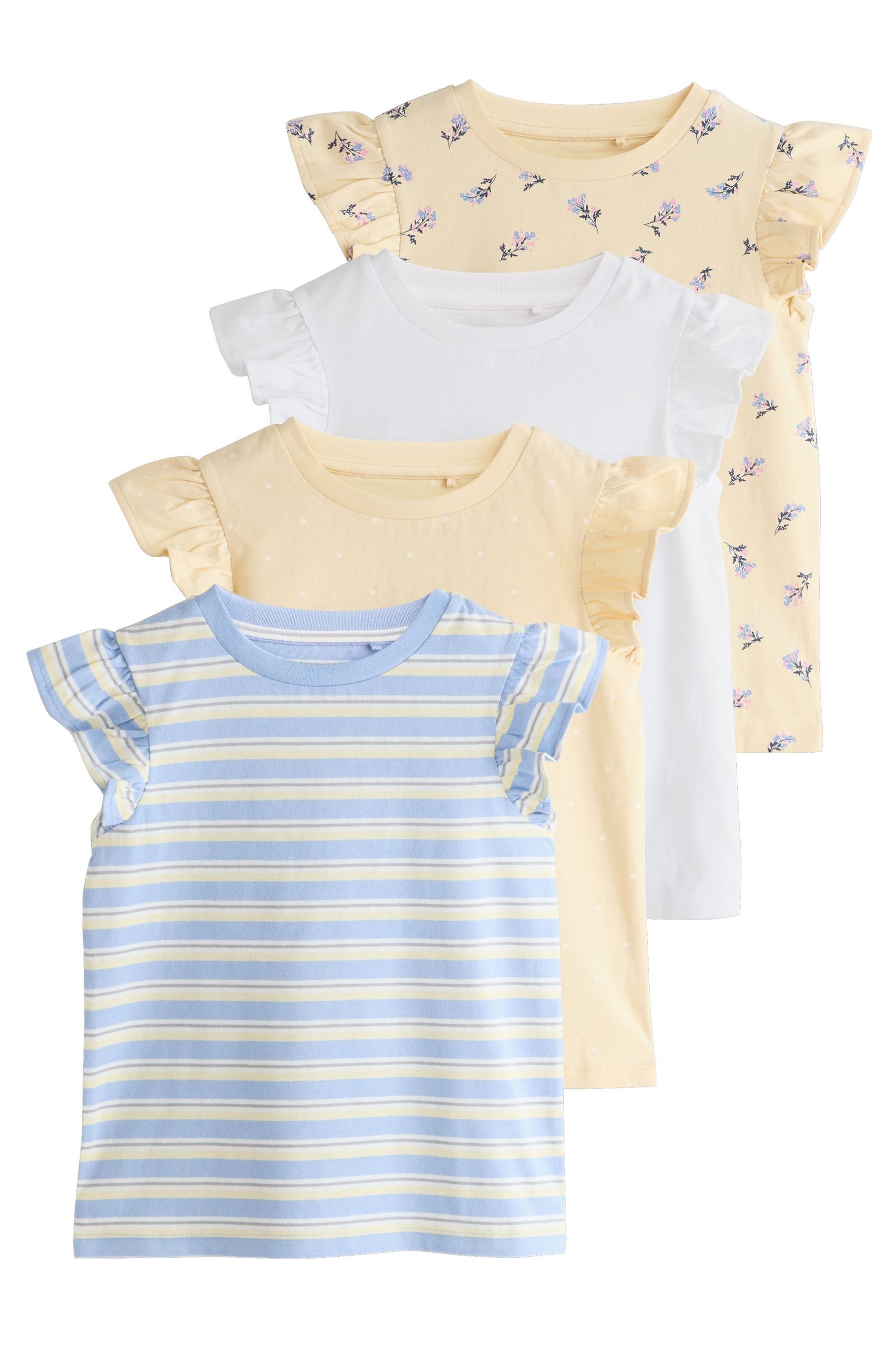 T-Shirt 4er-Pack T-Shirts mit Rüschenärmeln
