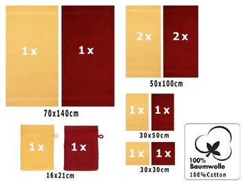 Betz Handtuch Set 12-tlg. Handtuch Set Premium Farbe honiggelb/rubinrot, 100% Baumwolle, (12-tlg)