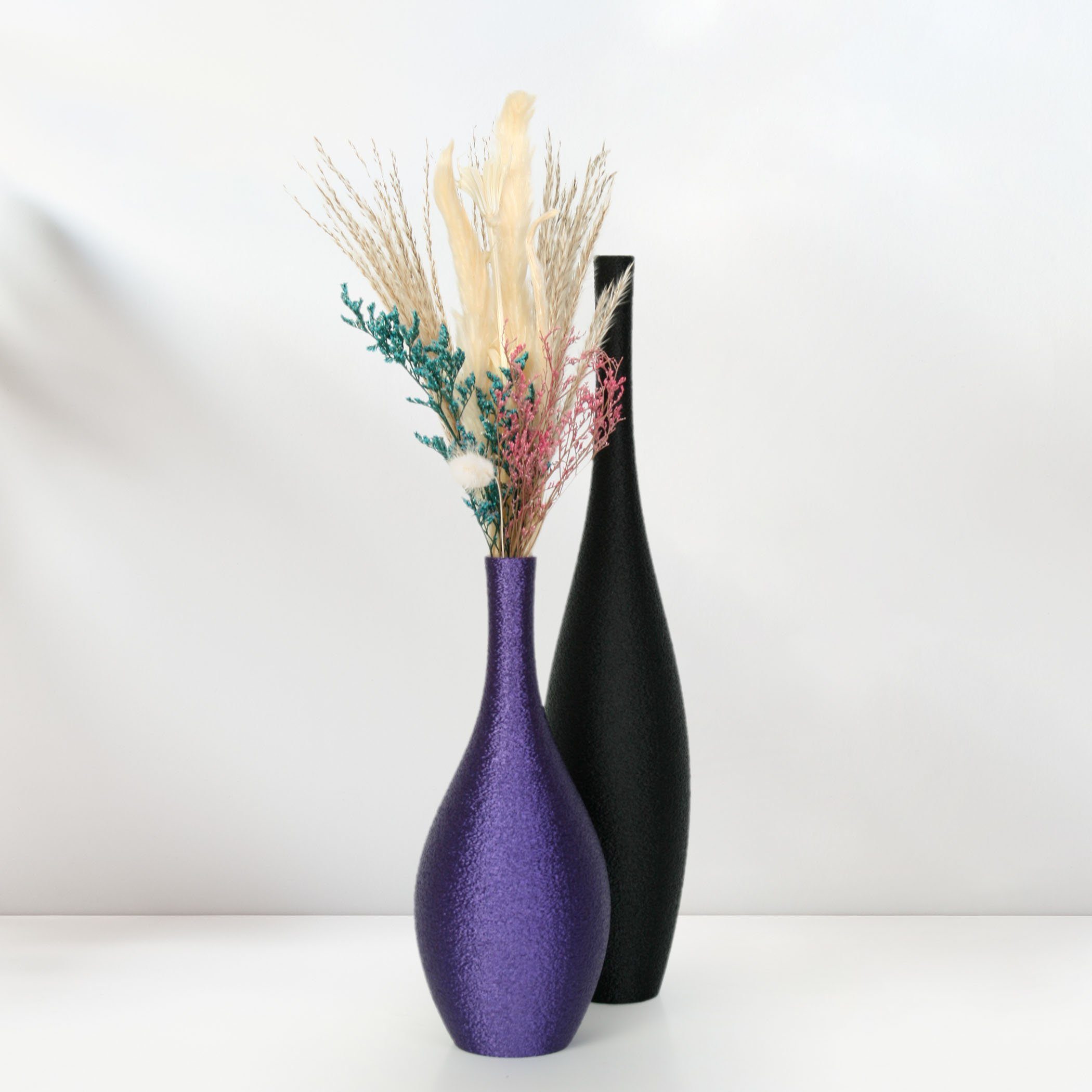 Kreative Feder bestehend Blumenvasen Vasen-Set Dekovase Schwarz & Lila Vasen), Bio-Kunststoff & – Dekorative Designer bruchsicher 2 wasserdicht aus aus aus nachwachsenden Rohstoffen; Set (Set