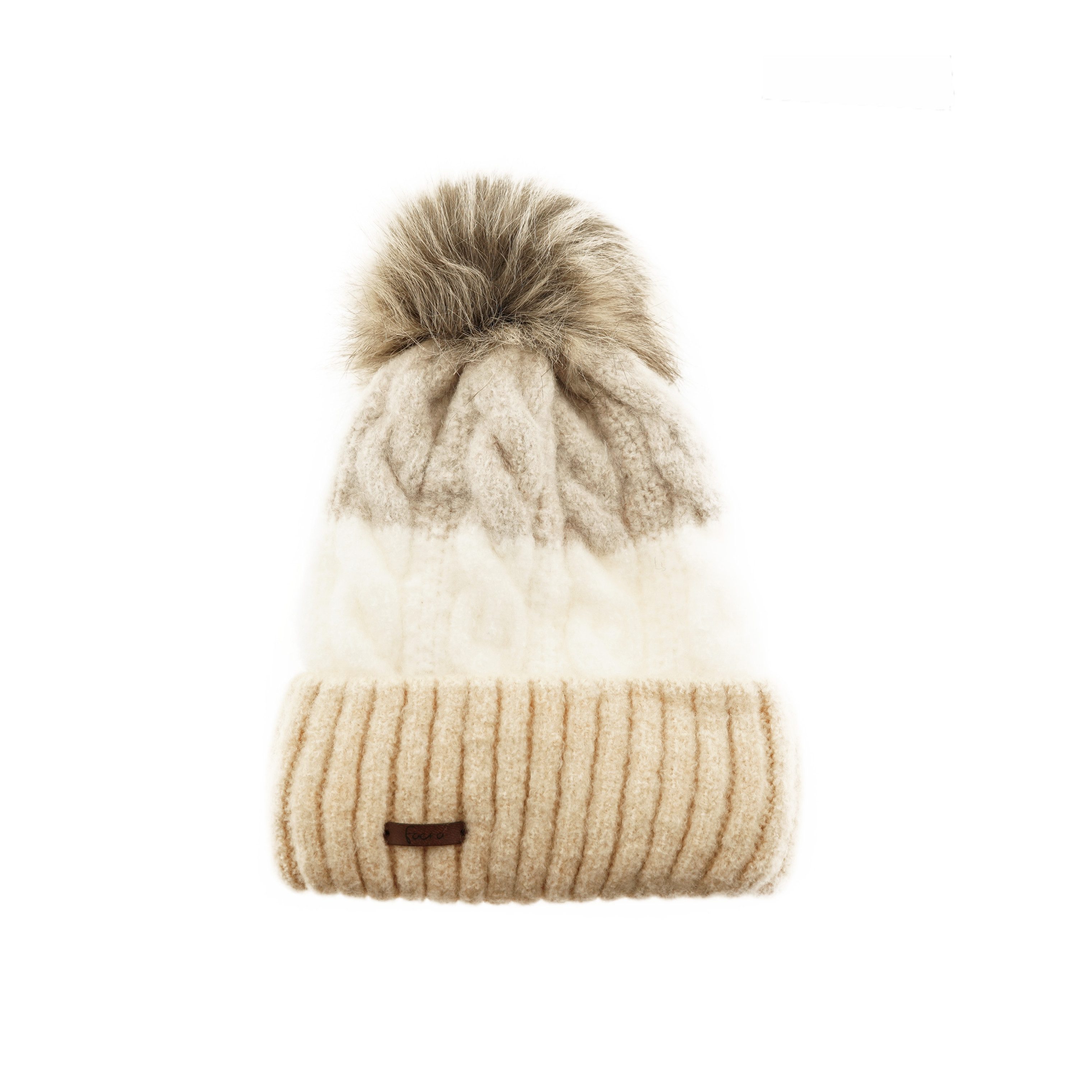 Faera Bommelmütze Wintermütze mit Flechtmuster & Bommel für Damen mit Futte günstig online kaufen