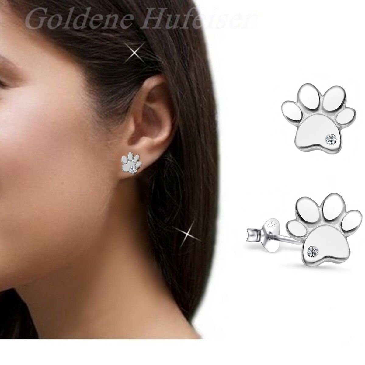 Goldene Hufeisen Schmuckset Pfoten Pfötchen Set Anhänger Halskette Ohrsteck günstig online kaufen