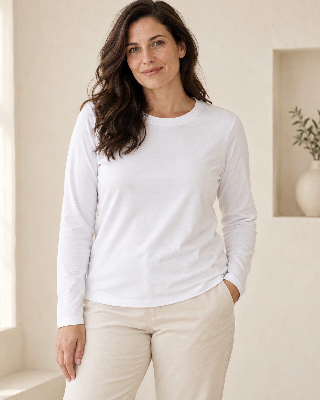 Sitztgut Longsleeve für Damen aus Bio-Baumwolle mit Rundhals (1-tlg) 180 g/m² Single Jersey mit Rundhalsausschnitt
