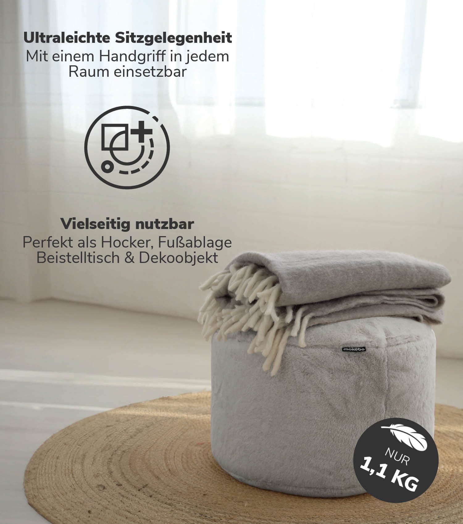 mokebo Pouf Der Flauschige (aus Kunstfell), günstig online kaufen