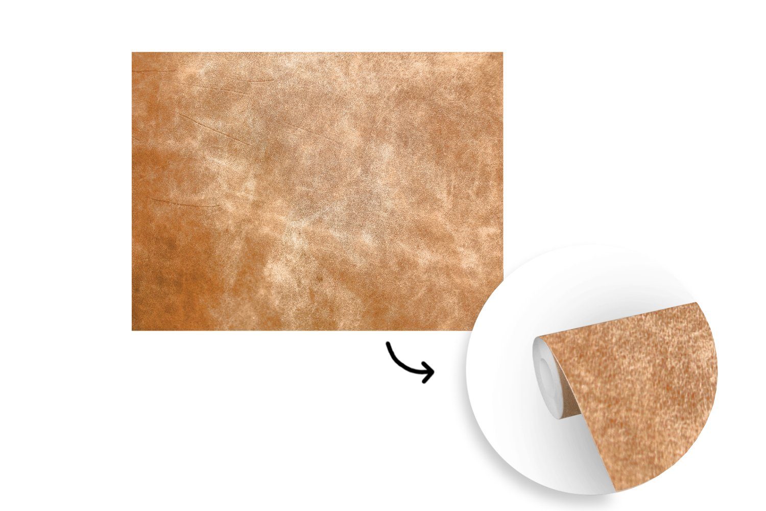 MuchoWow Fototapete Leder - Strukturiert - Lederoptik - Braun, Matt, bedruckt, Wallpaper für Wohnzimmer, Schlafzimmer, Vinyl Tapete, 295x220 cm