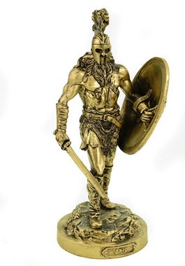 Kremers Schatzkiste Dekofigur Alabaster Deko Figur Kriegsgott Ares mit Schwert und Schild 25 cm gold