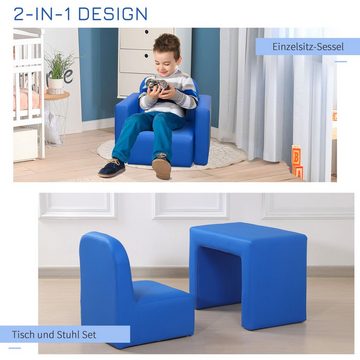 HOMCOM Sessel 2-in-1-Kindersofa Tisch und Stuhl Set (Minisessel, 1-St., Kindersessel), bis 45 kg belastbar