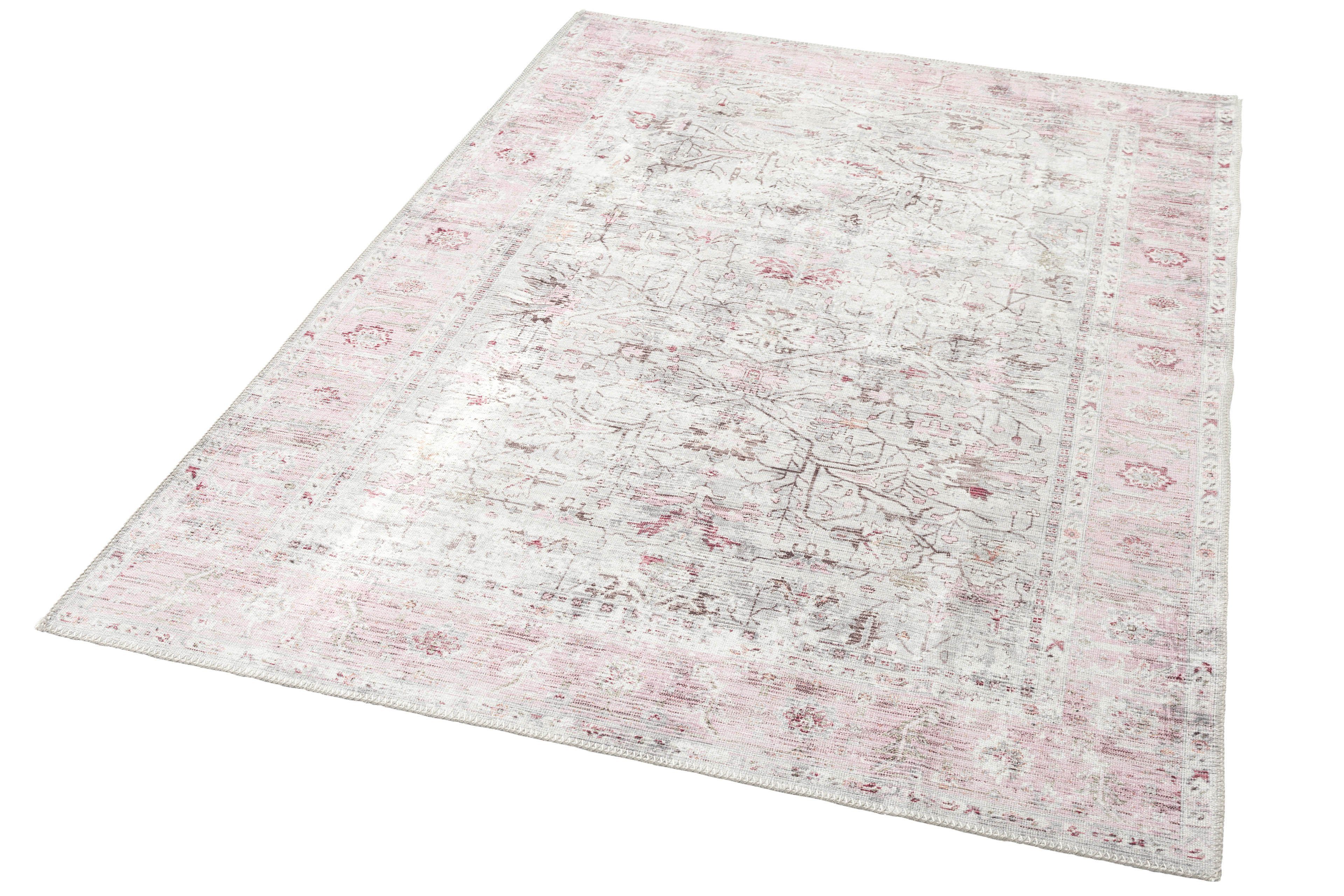 TeppichHome24 Teppich Klassischer Teppich mit Blumen Muster in creme pink, rechteckig, Höhe: 7 mm. € 24,99