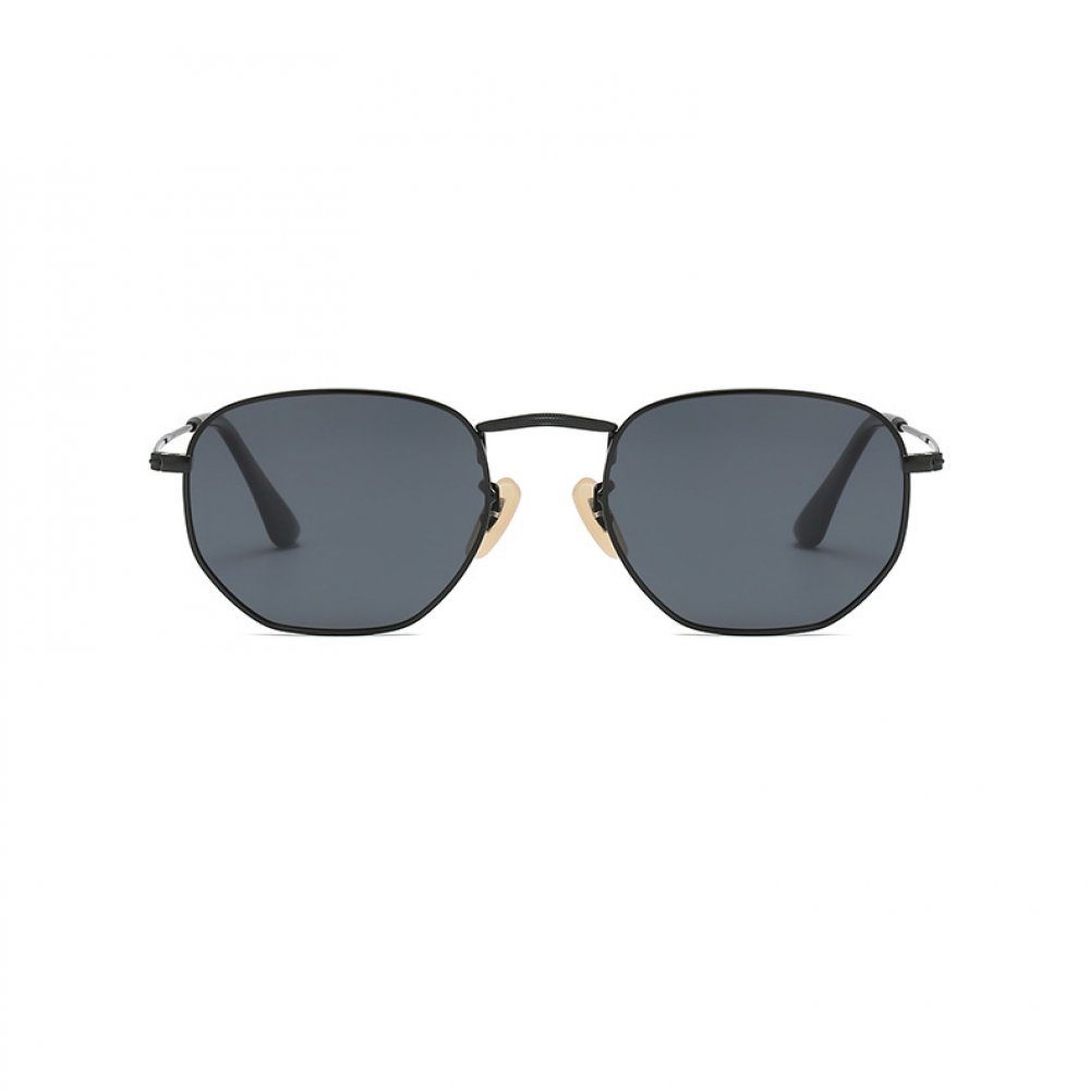 Sechseckige Gläser Sonnenbrille Sonnenbrille Retro Metall Polarisierte Jormftte graue
