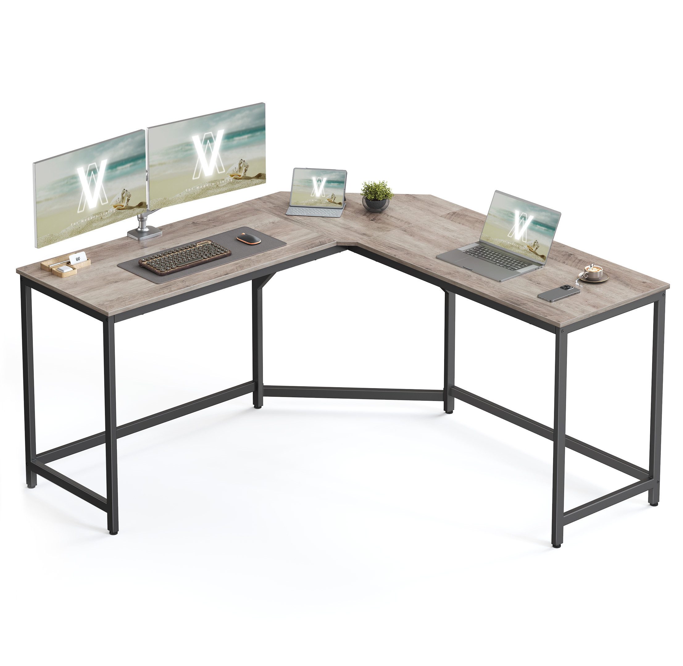 VASAGLE Schreibtisch Computertisch, 130/150 cm, L-förm günstig online kaufen