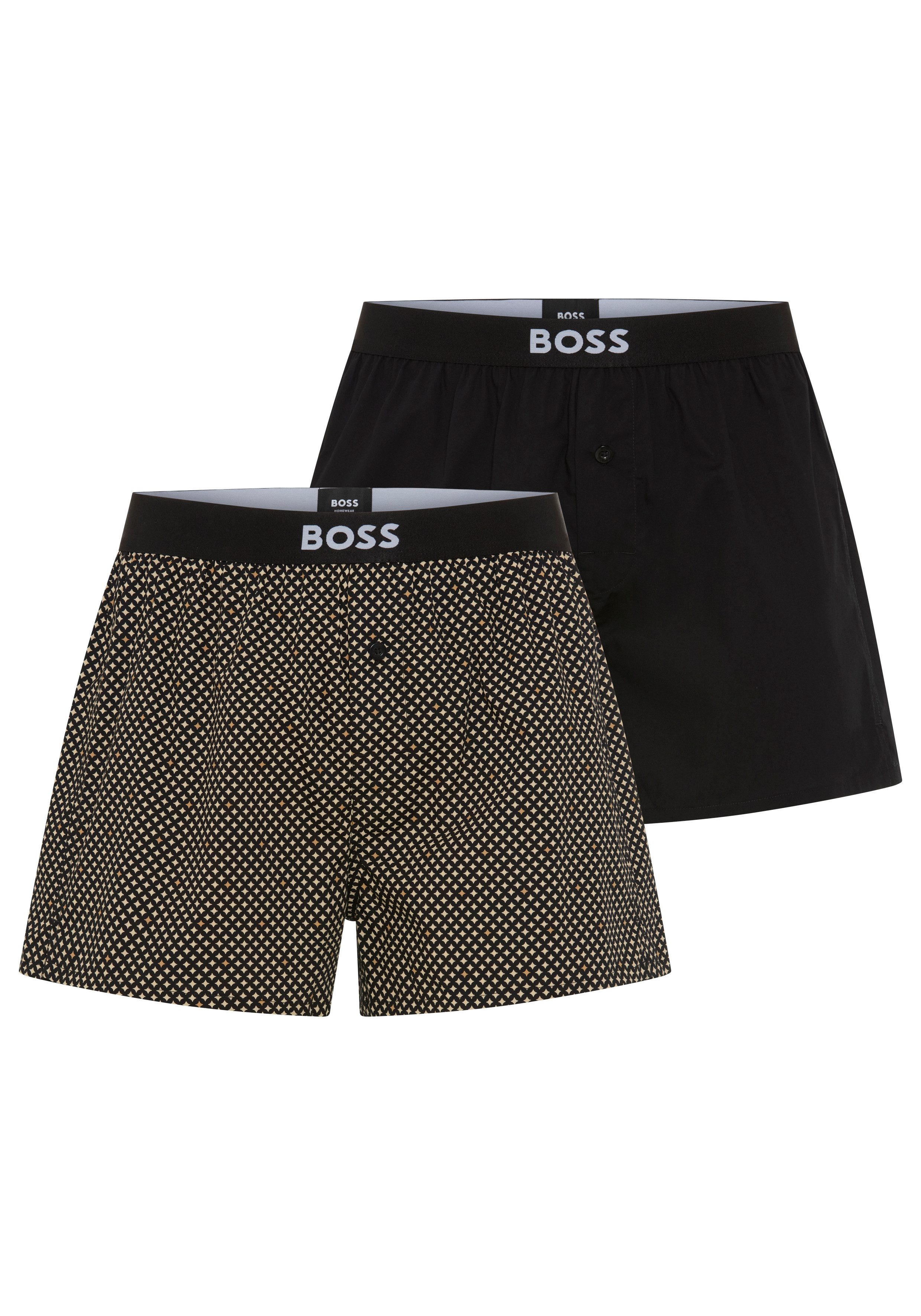 BOSS Pyjamashorts 2P Boxer Shorts EW (Packung, 2-tlg., 2er) mit Logobund