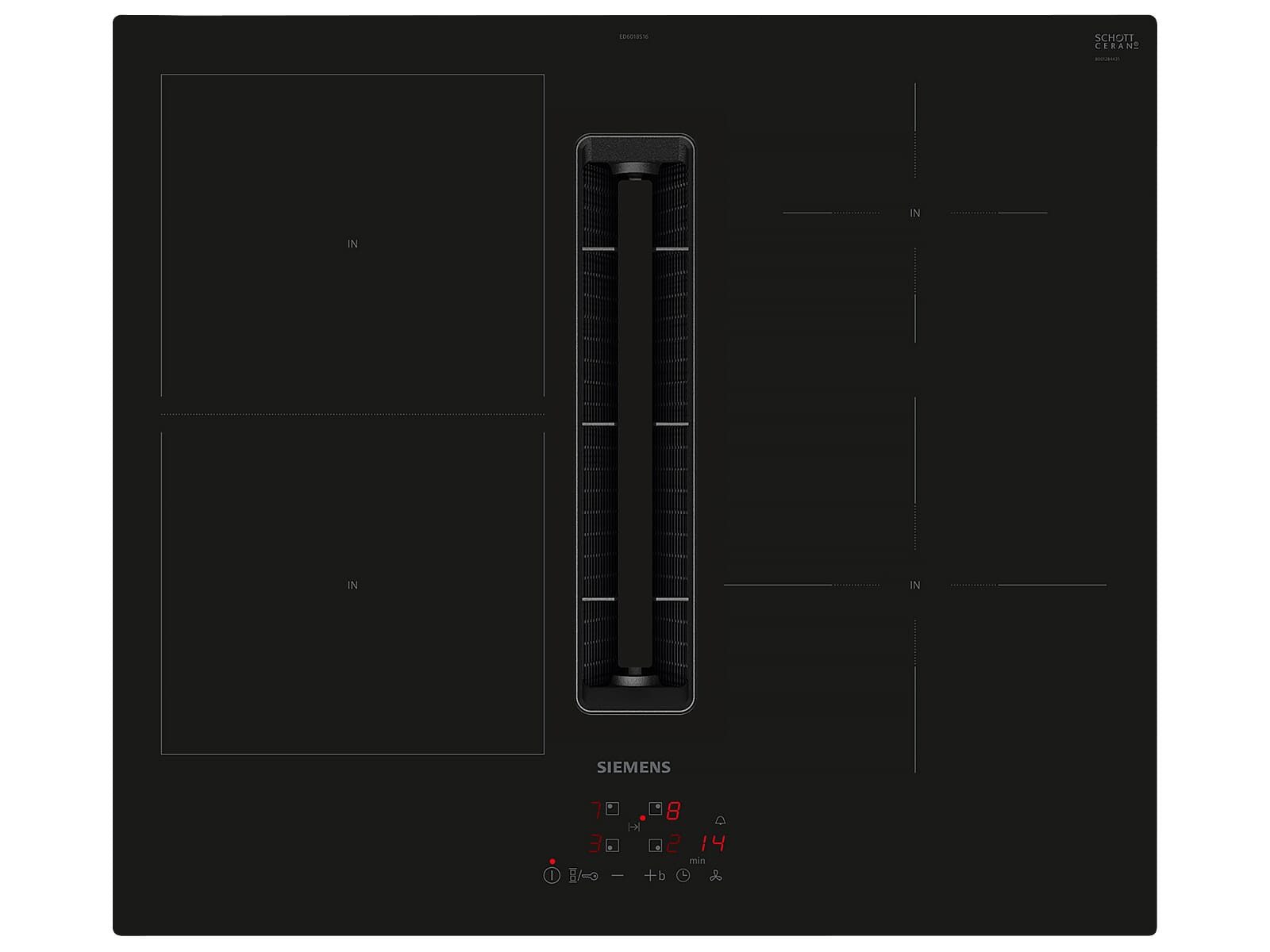 SIEMENS Kochfeld mit Dunstabzug ED601BS16E, Powerboost-Funktion, Timer, TouchControl-Bedienung