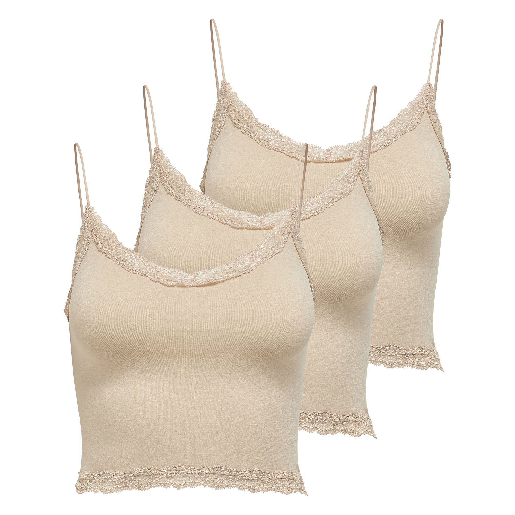 T-Shirt Damen T-Shirt 3er Pack Polyamid