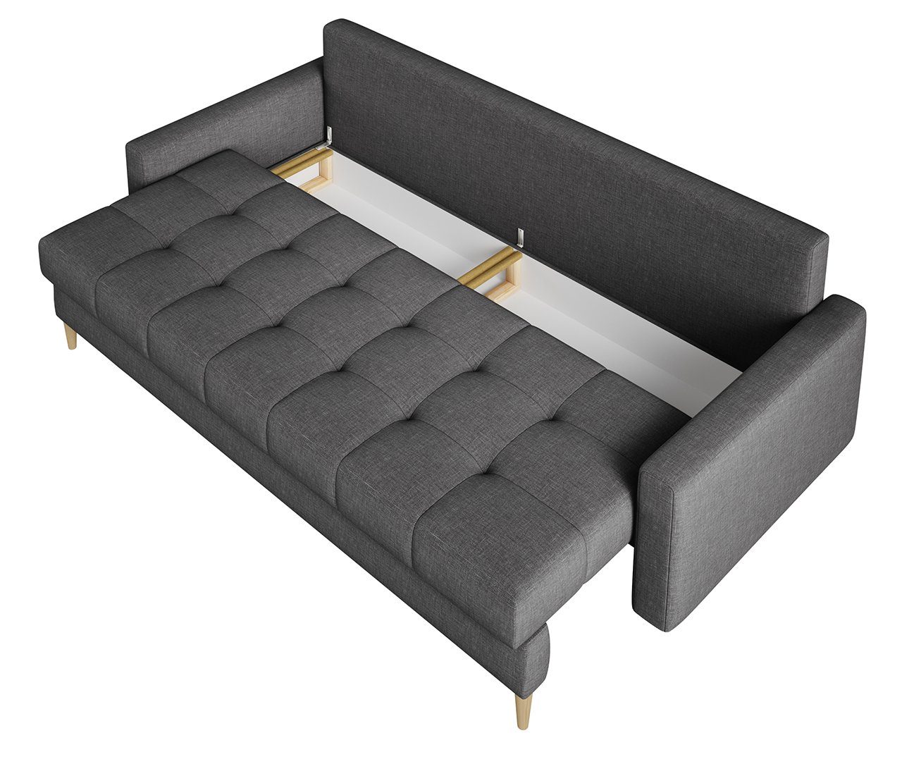 MKS MÖBEL Sofa mit Relaxfunktion, Bettkasten Schlaffunktion Dunkelgrau Scandi, und mit