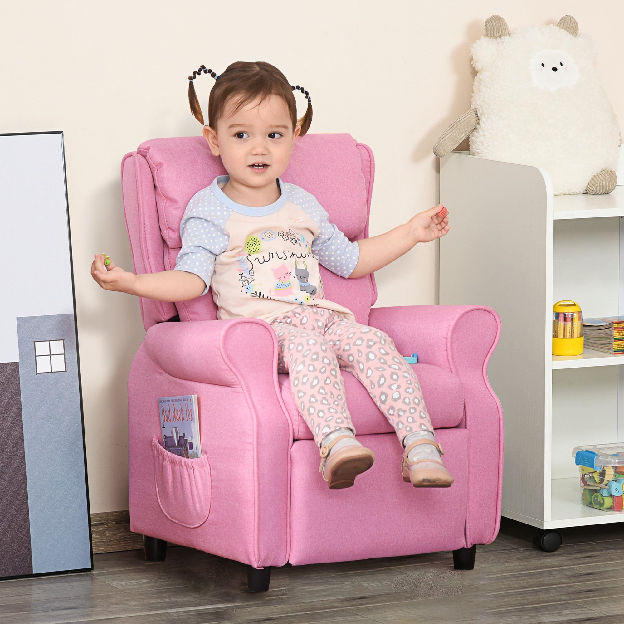 HOMCOM Sessel Kindercouch Kindersessel (Set, verstellbar Liegesofa x 70H Kindersofa), 1-St., Stuhl 53T 58B x Rosa cm