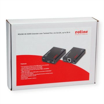 ROLINE HDMI A/V Extender über Kat.6A Kabel, 4K@60Hz Audio- & Video-Adapter, 30 m