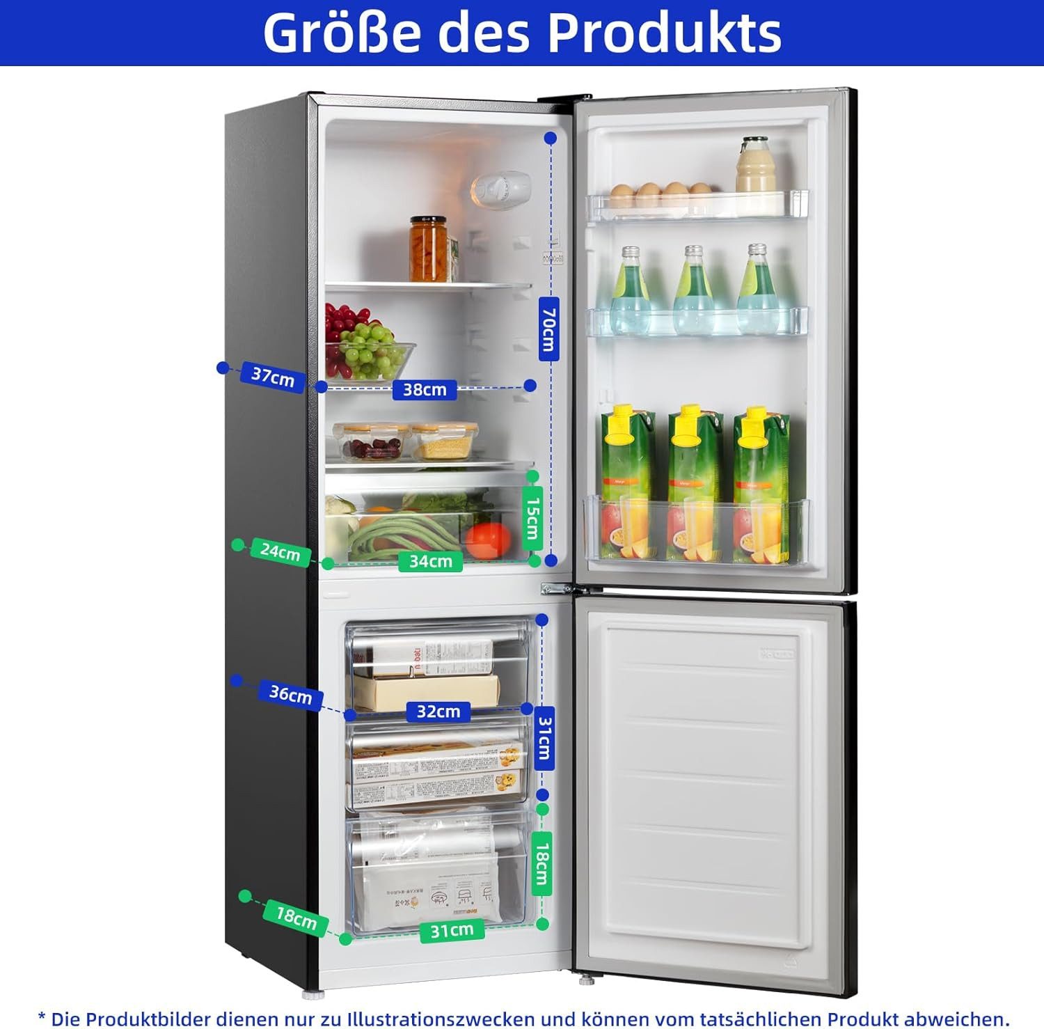CHiQ Kühl-/Gefrierkombination Low Frost FBM157L42, 144 cm hoch, 47.4 cm breit, 157L Kühlschrank,12 Jahre Garantie auf den Kompressor