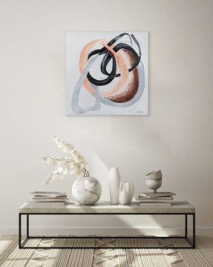KUNSTLOFT Gemälde Complementary Trio 80x80 cm, Leinwandbild 100% HANDGEMALT Wandbild Wohnzimmer