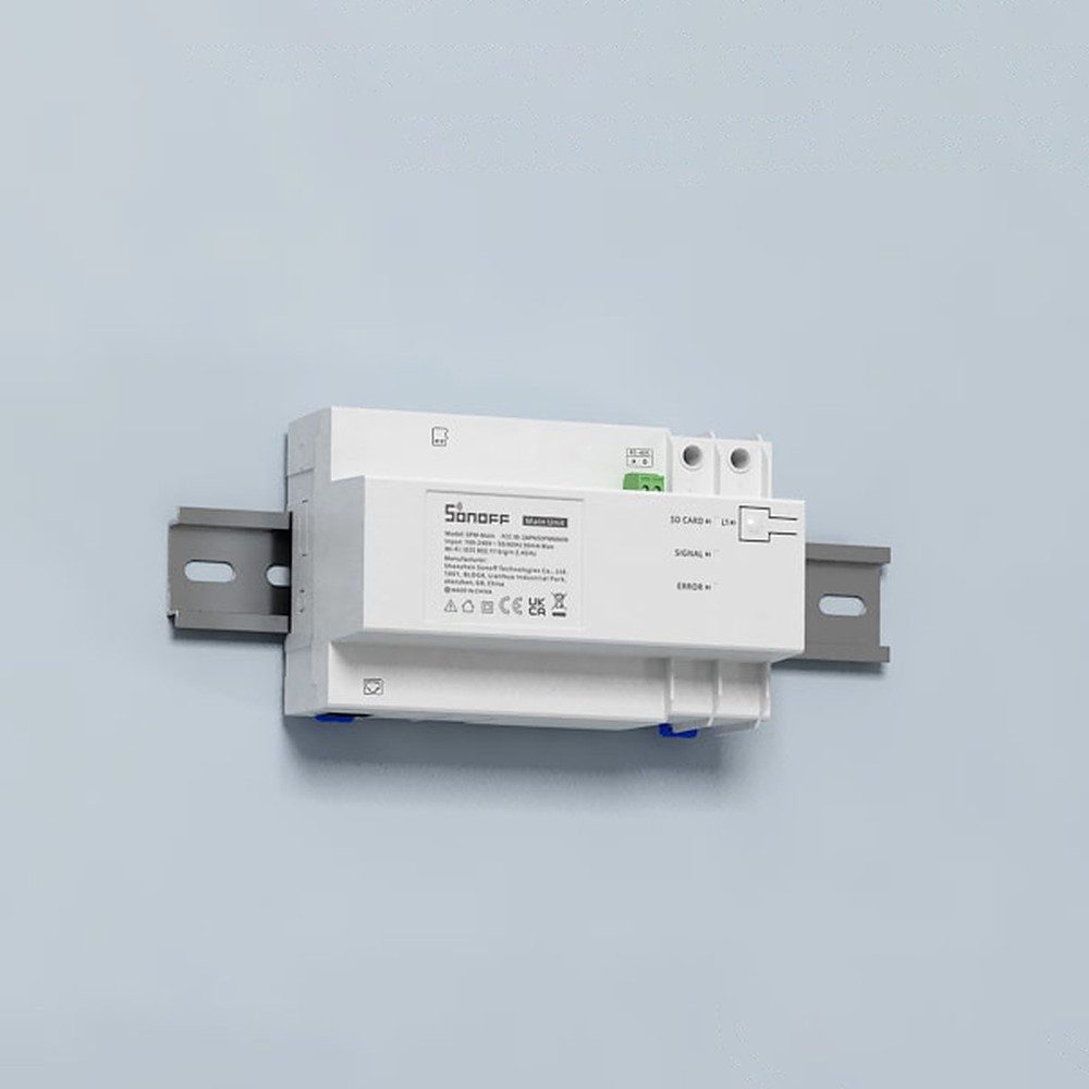 Sonoff Energiezähler Verbrauchsmessgerät Hutschienenmodul Smart-Home-Steuerelement, Energiemessung, Überlastschutz, microSD-Slot