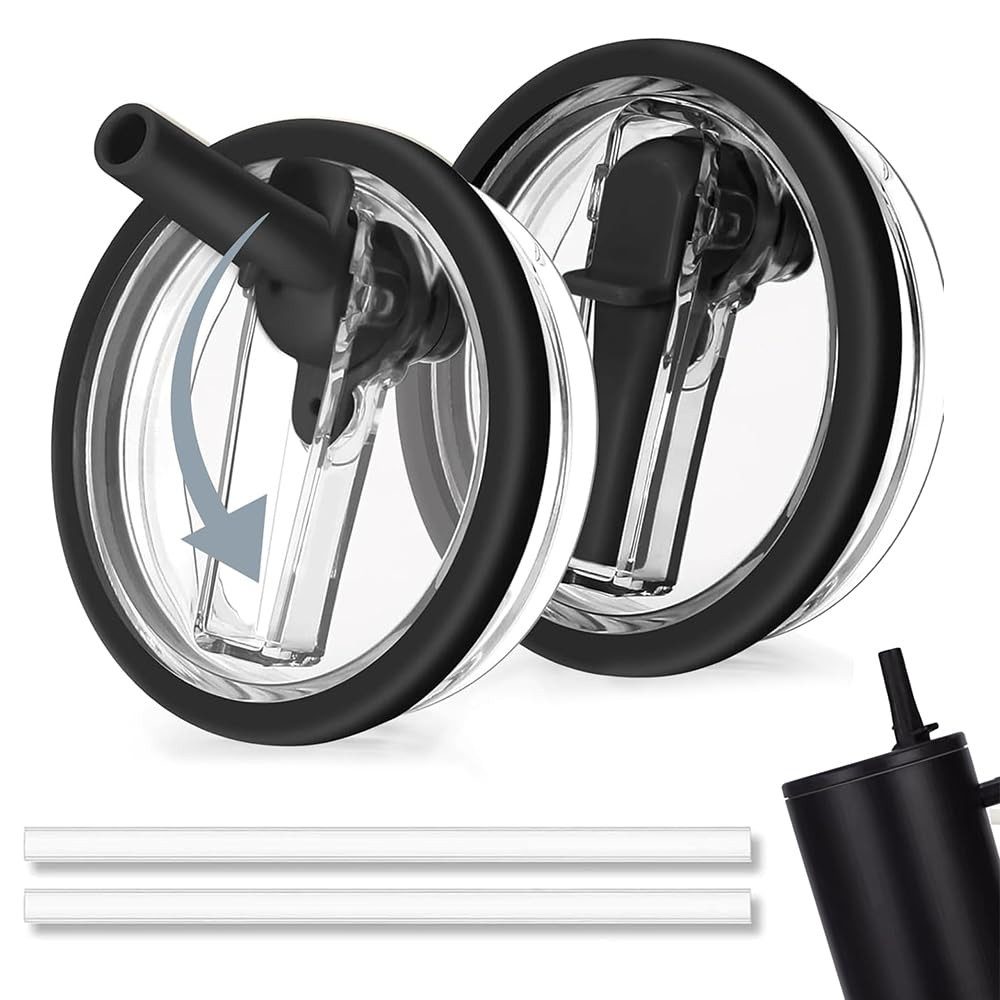 FOUORTUNATE-BEE Deckel 2 Stück Ersatzdeckel für 40oz Becher mit 2 Trinkhalmen, (Wiederverwendbarer Auslaufsichere und Staubdichte)