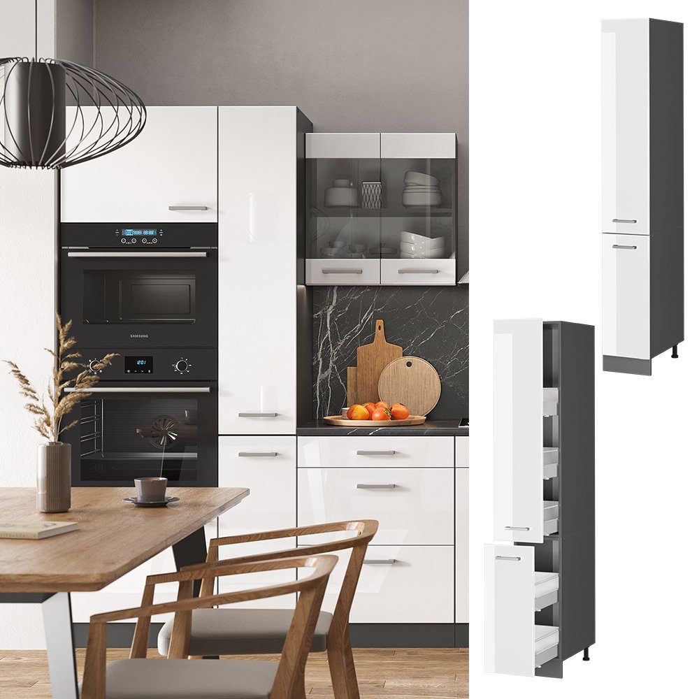 Vicco Hochschrank R-Line, Weiß Hochglanz/Anthrazit, 30 günstig online kaufen