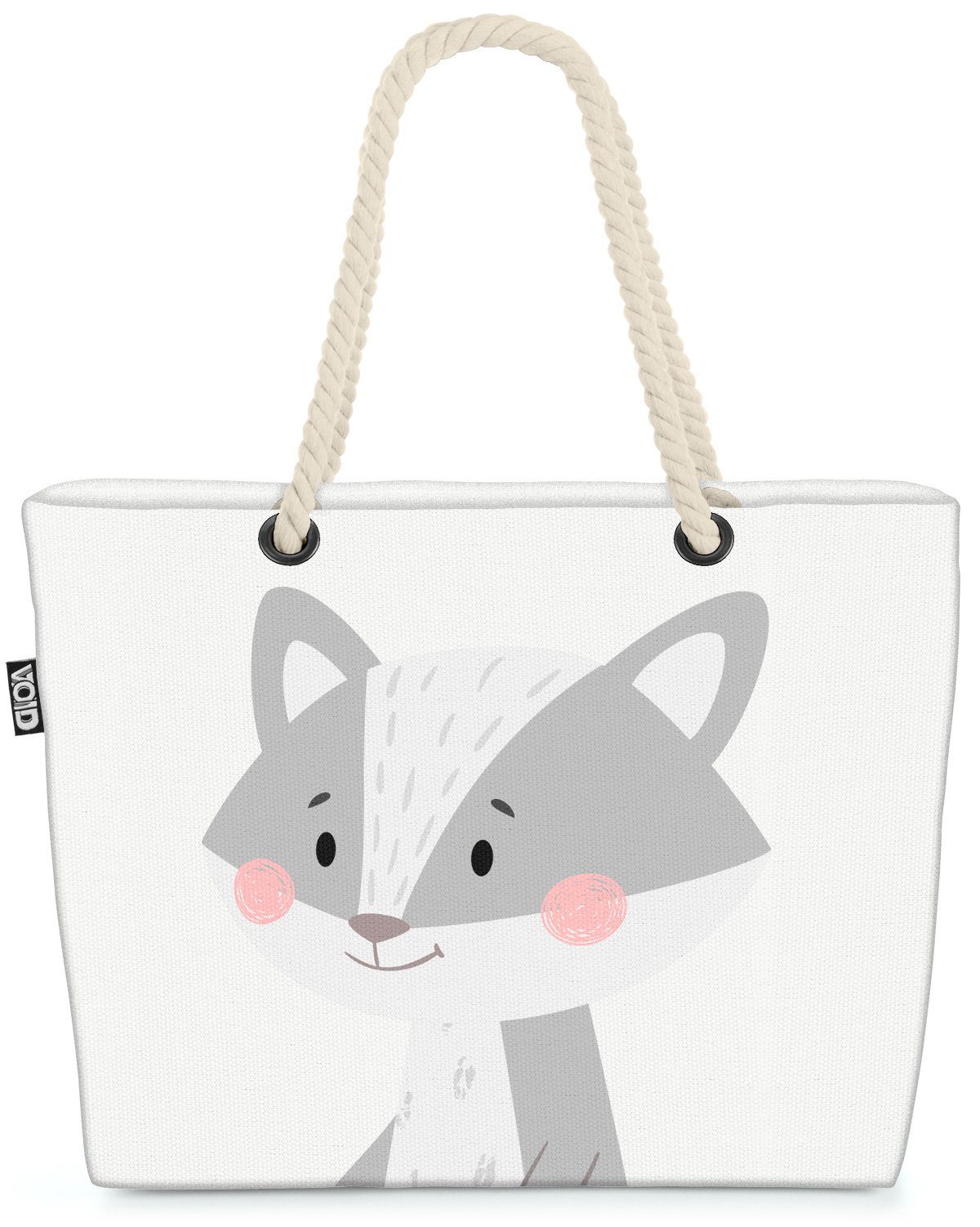 VOID Strandtasche Kinder Tierkinder Cartoon Tiere Cartoon (1-tlg), Waschbär Waschbär Tierkinder