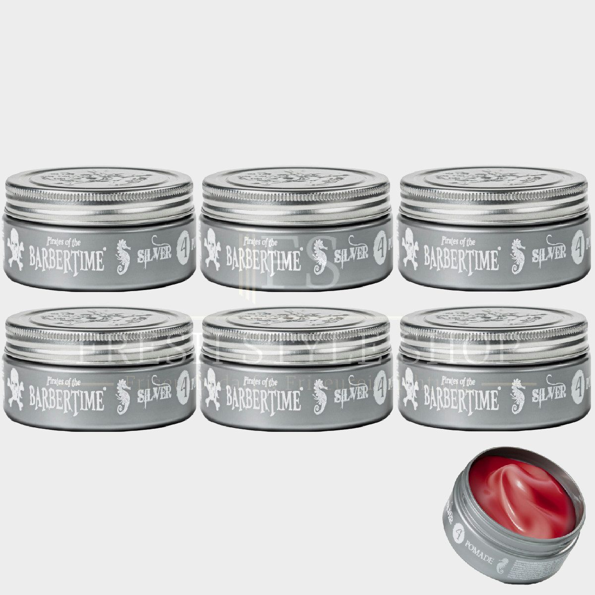 BARBERTIME Haarwachs 6x Haarpomade Hair Pomade Styling Pomade 150ml Silver, 6-tlg.