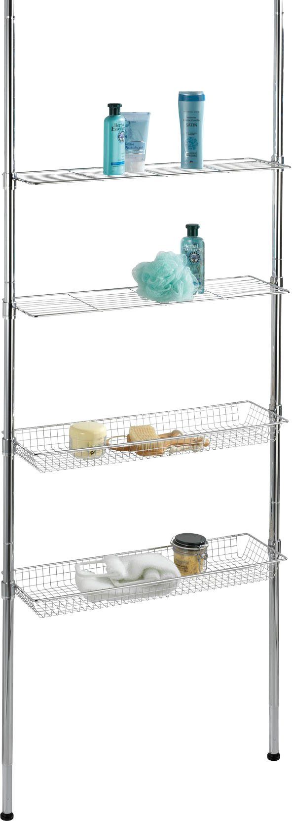 WENKO Badregal Ellera Teleskopregal, 2 Ablagen, 2 Körbe günstig online kaufen