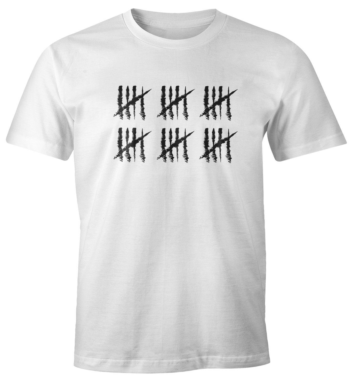 MoonWorks Print-Shirt Herren T-Shirt [object Object] Geburtstag Strichliste Striche Jubiläum Jahrgang Geschenk Alter Fun-Shirt Moonworks® mit Print 30 weiß