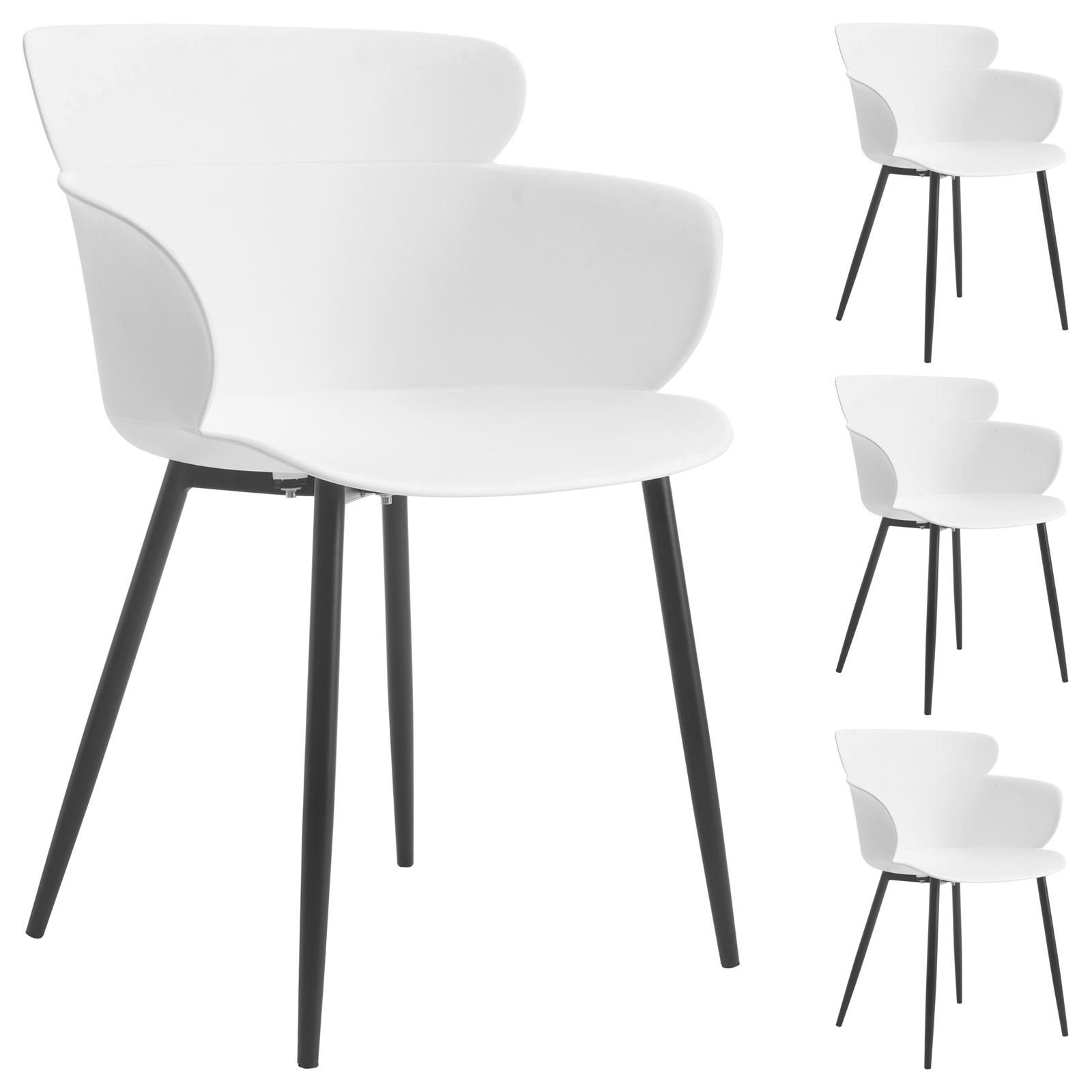 IDIMEX Esszimmerstuhl CATCH (4 St), Esszimmerstuhl 4er Set Stühle Esszimmer Küchenstuhl Sitzschale Armlehn weiß