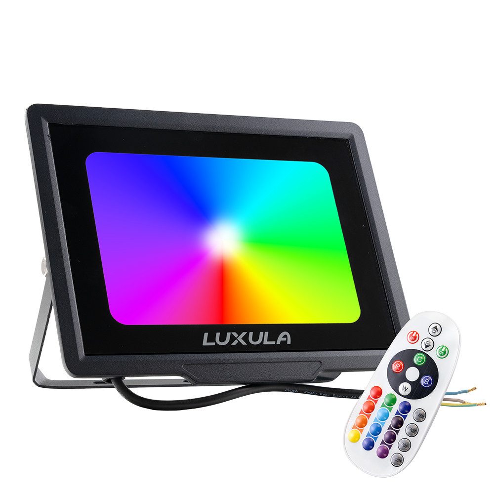 LUXULA LED Flutlichtstrahler LUXULA LED Fluter 100 W RGBW Schwarz, LED fest integriert, Farbwechsler