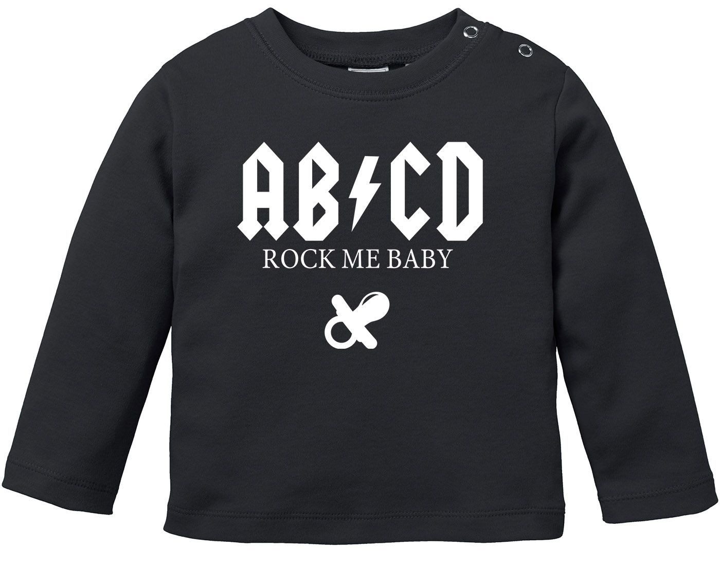 Rundhalsshirt Baby Langarmshirt Babyshirt ABCD Rock me Baby Hardrock Jungen Mädchen