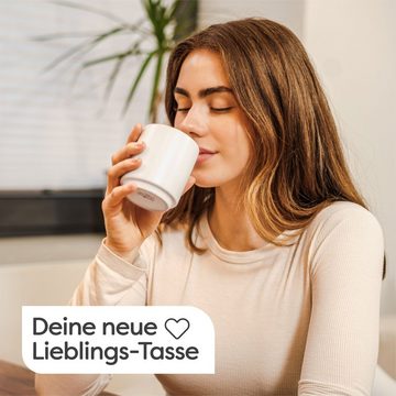 Cosumy Cappuccinotasse 4er Set Cappuccino Keramik Kaffee Tassen Groß 200 ml ohne Henkel, Keramik, Hitzebeständiges Stapelbares Design - Entworfen für Latte Art - 200 ml