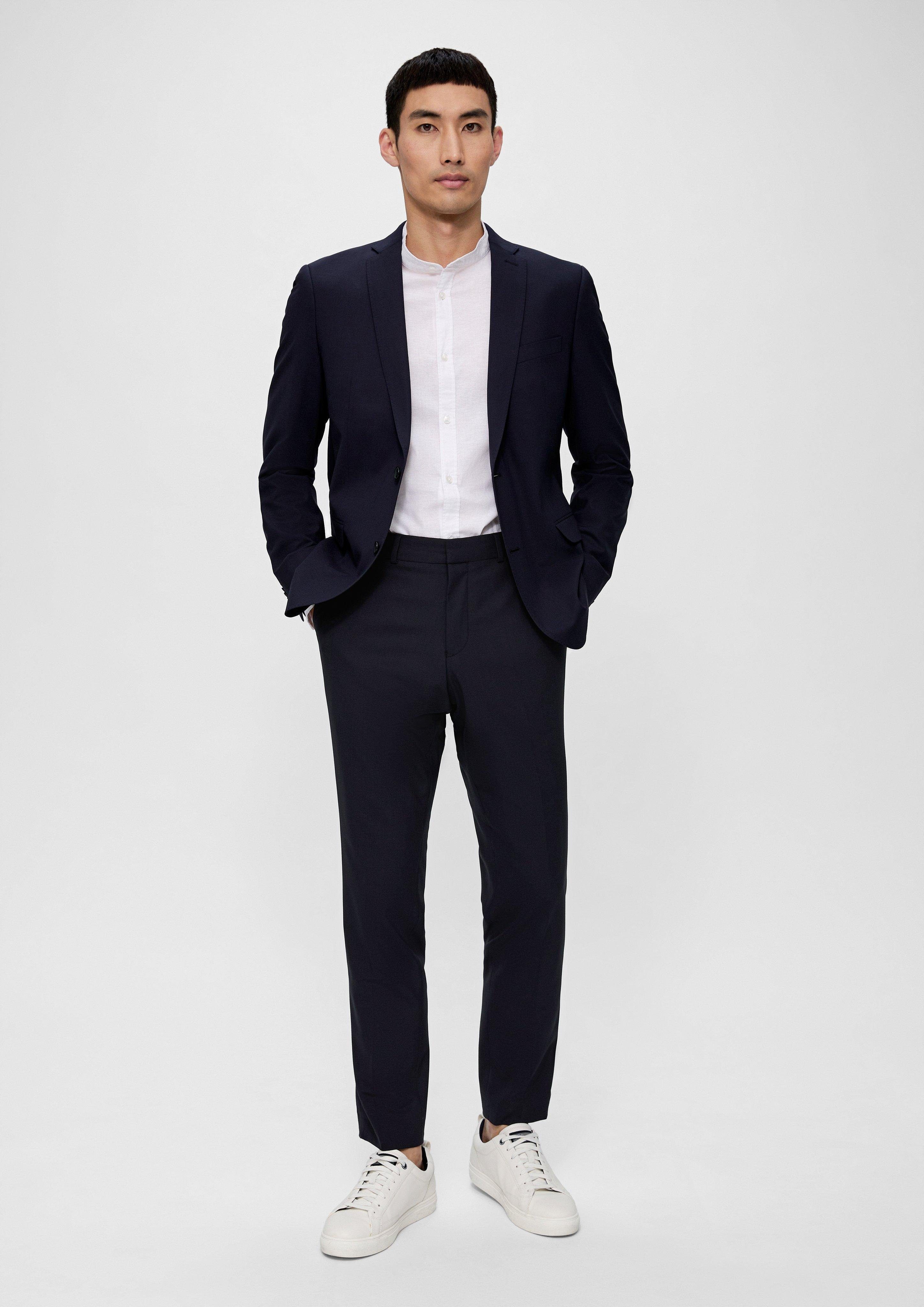 Slim: s.Oliver Anzughose Elastische navy Wollmix in Stoffhose