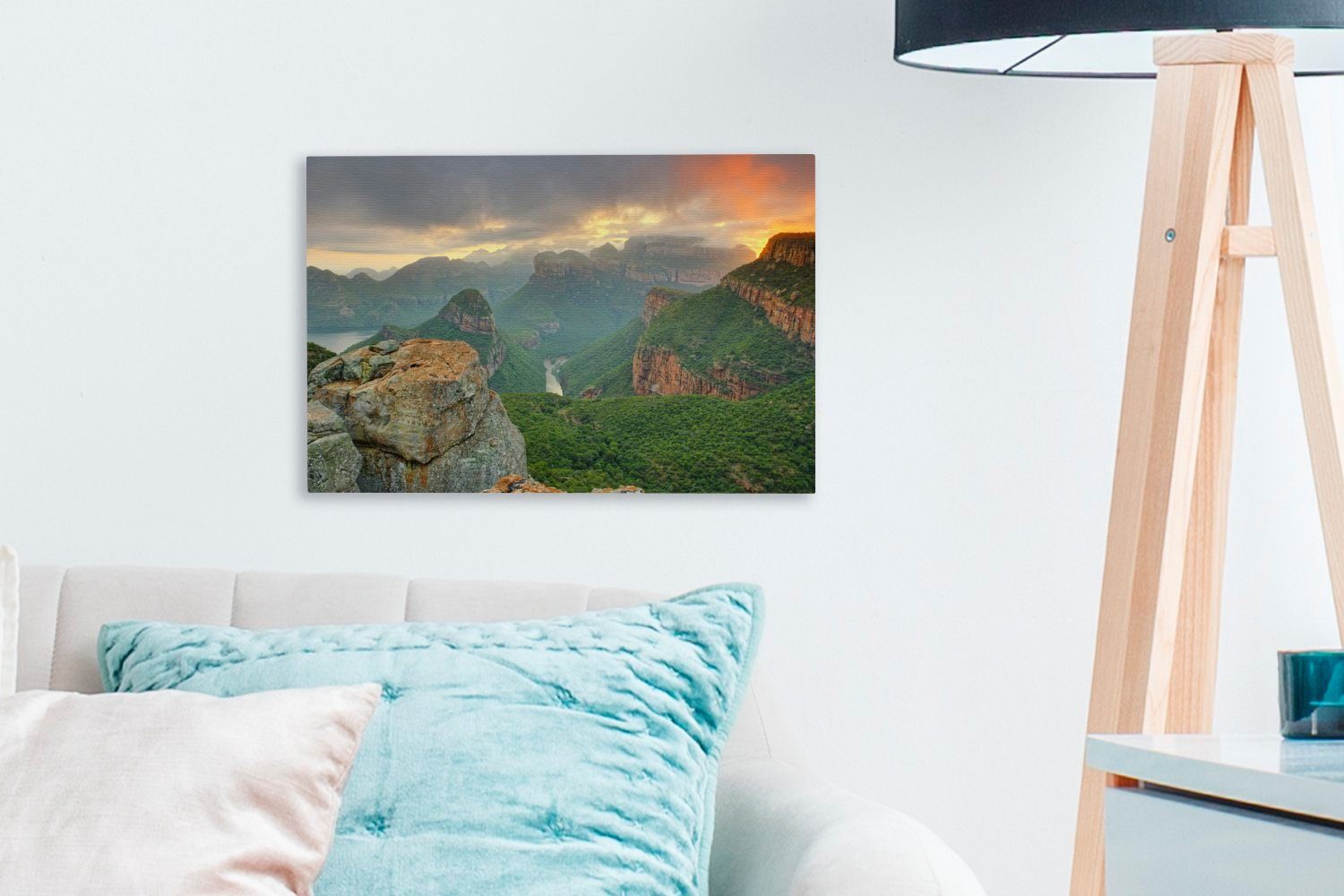 OneMillionCanvasses® Leinwandbild Sonnenaufgang über dem Naturphänomen St), in (1 30x20 cm Wanddeko, Leinwandbilder, Wandbild besonderen Südafrika, Aufhängefertig