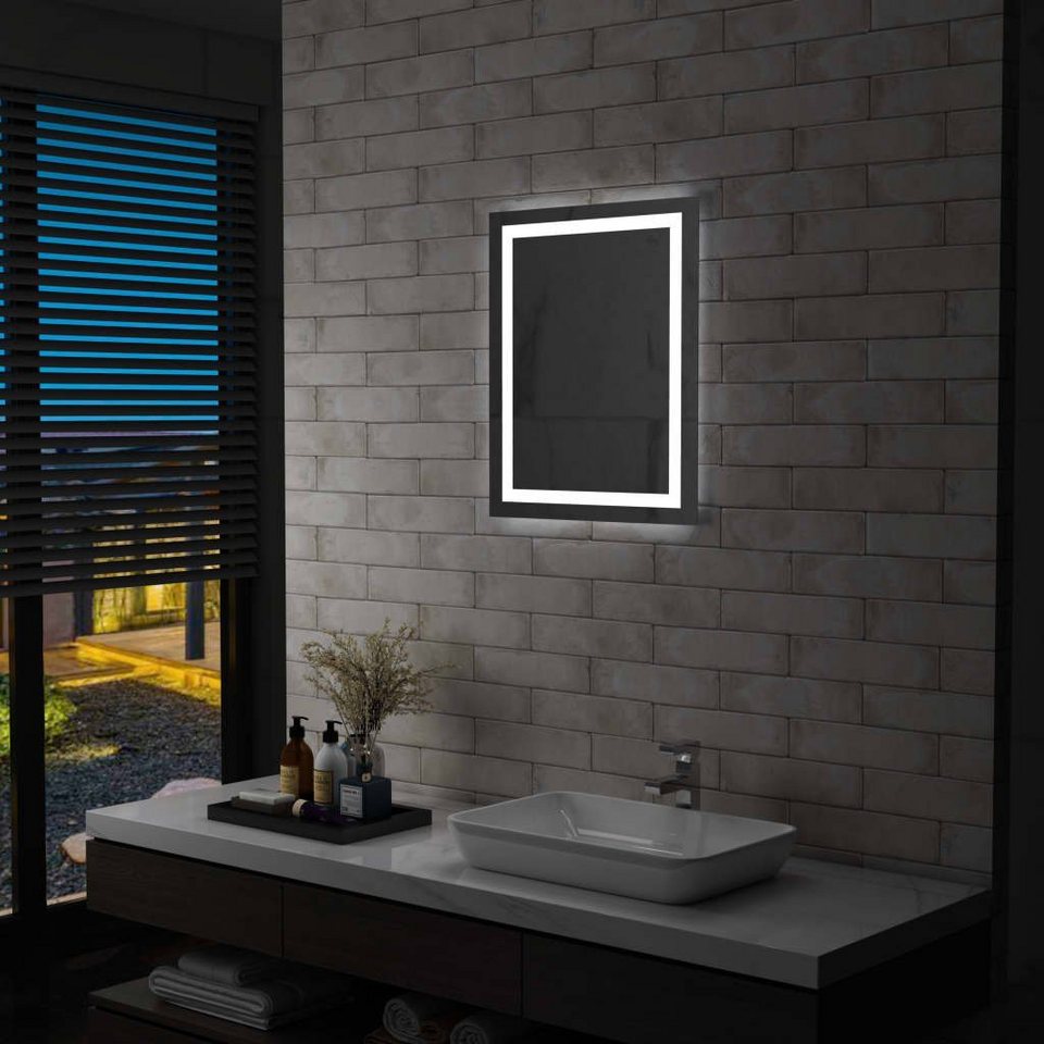furnicato wandspiegel badezimmerspiegel mit led und touch-sensor 50 x 60 cm