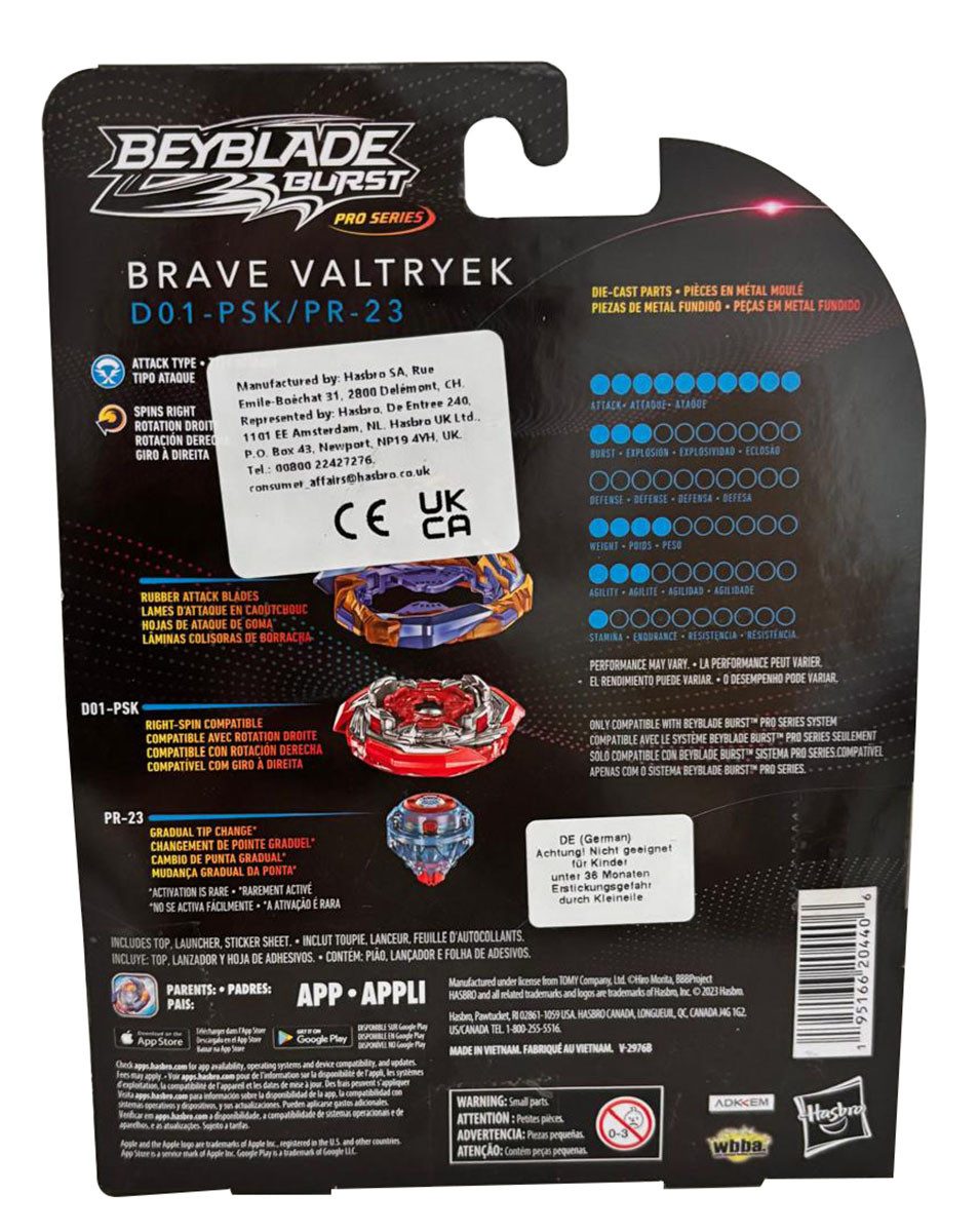 Beyblade Speed-Kreisel Beyblade Burst Pro Series, Brave Valtryek D01-PSK/PR-23 + Starter