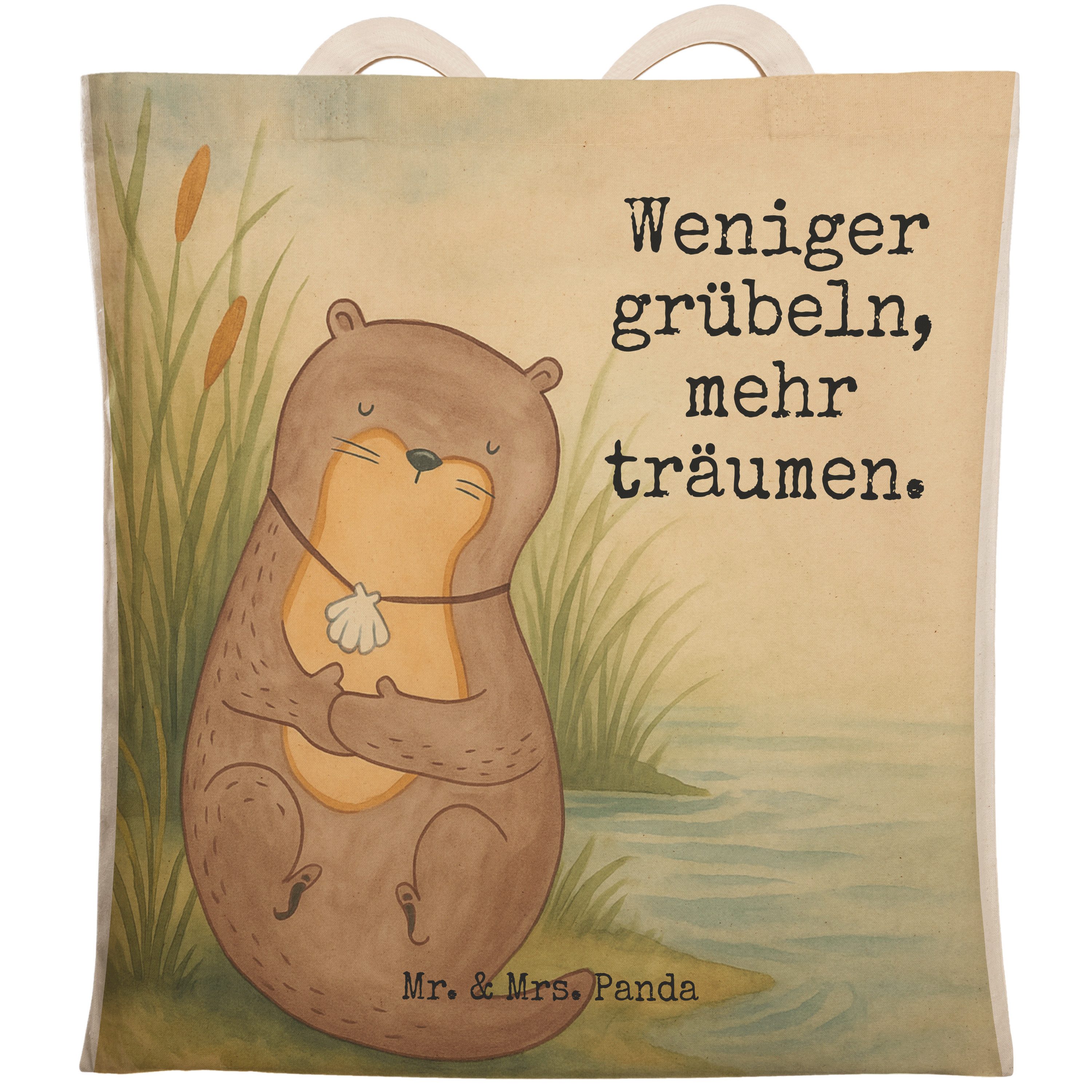 Tragetasche Otter Muschel Design, Stofftragetasche, Weiß, Stoffbeutel, Büro, Beut