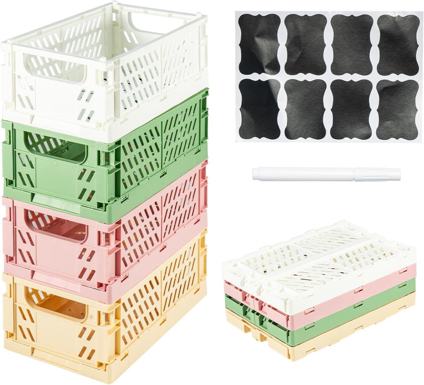 Youyijia Aufbewahrungsbox 4 Stück Faltbox Set, Faltbare Aufbewahrungsboxaus Stabilem Kunststoff