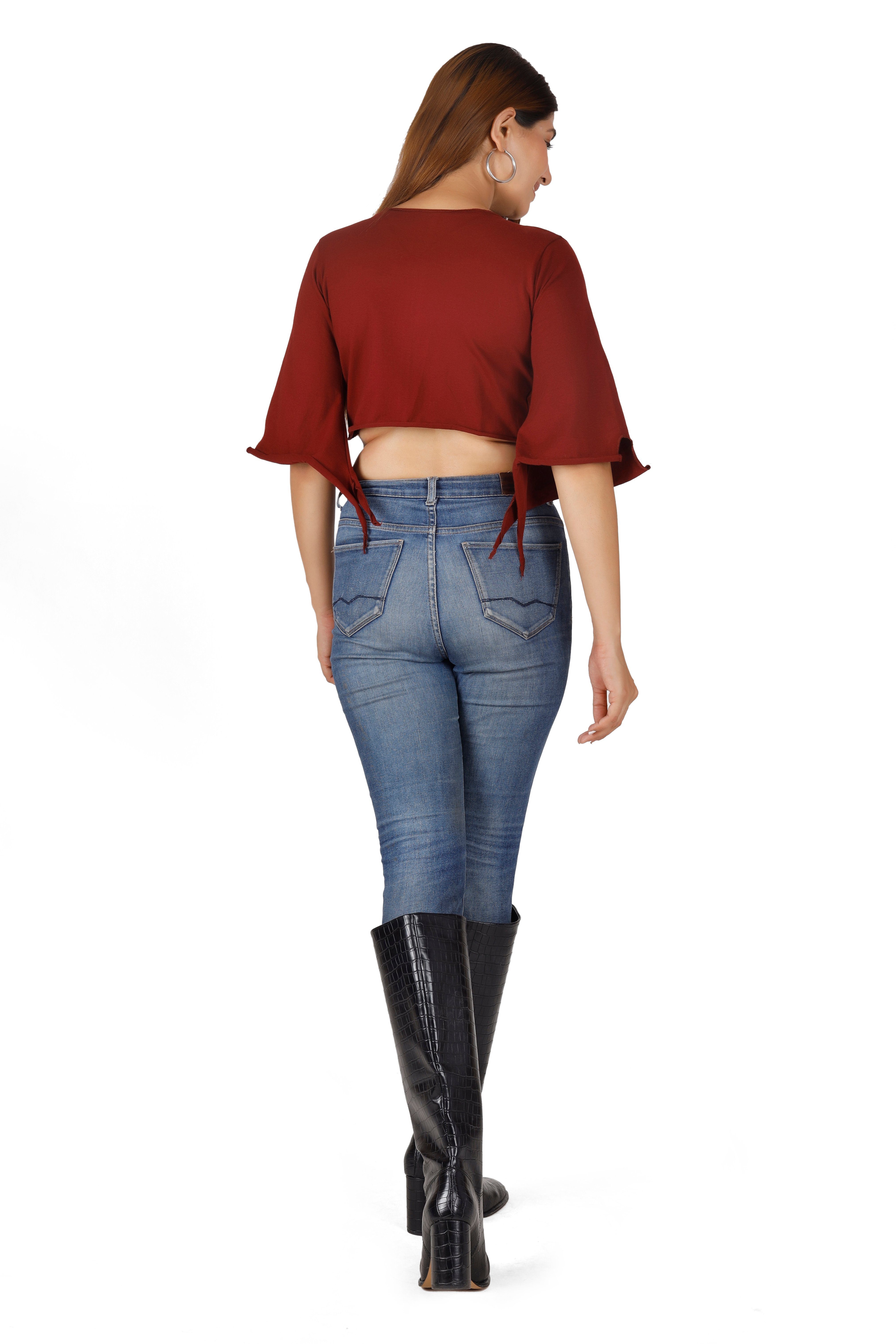 Guru-Shop T-Shirt Elfen Top, Top Goa-chic, Wickeltop - weinrot Festival, Et günstig online kaufen