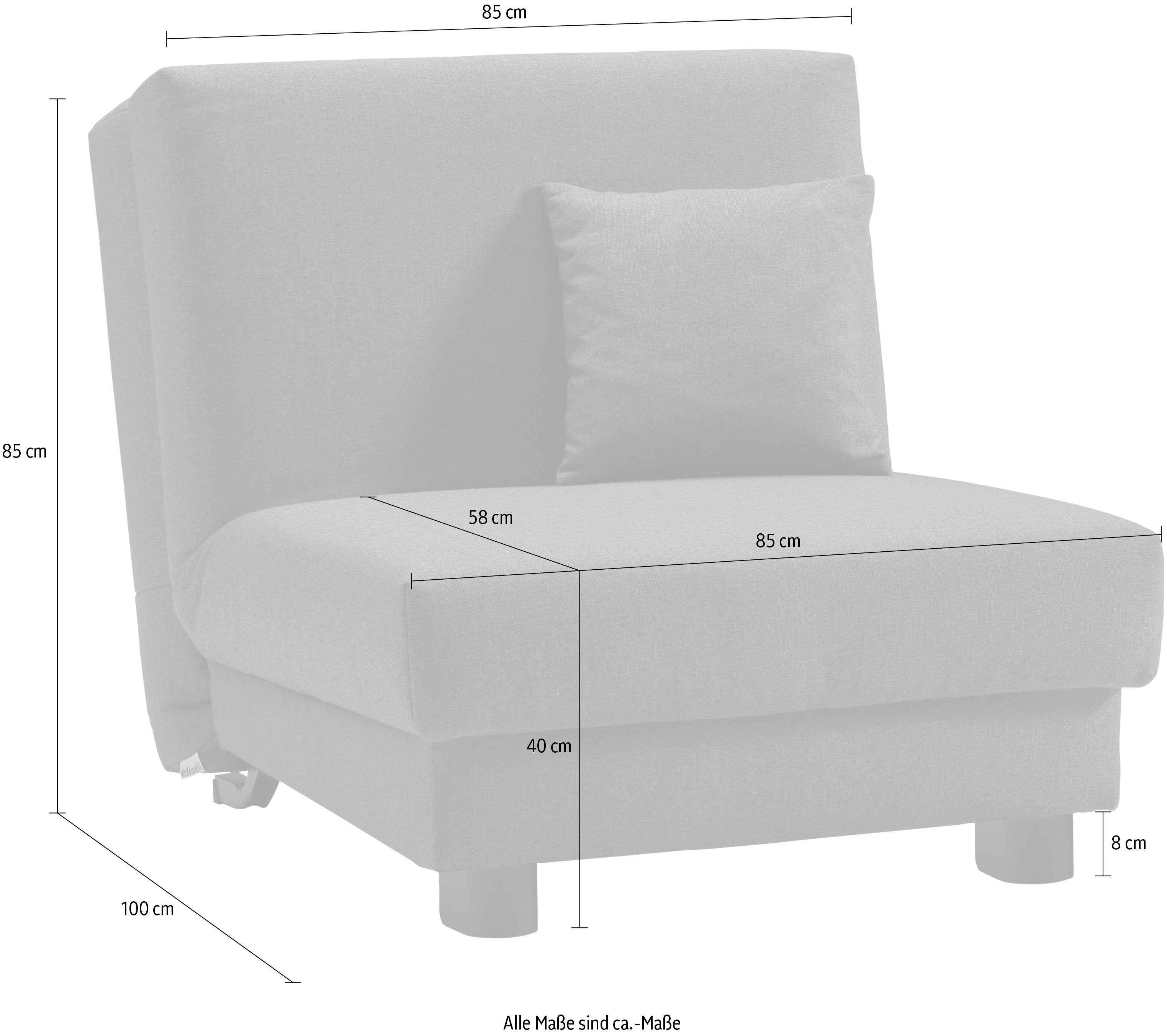 Rückenlehne 80 ell Liegefläche Breite 40 ell cm, dunkelgrau Enny, cm, Liegehöhe + Schlafsofa alufarben, Füße