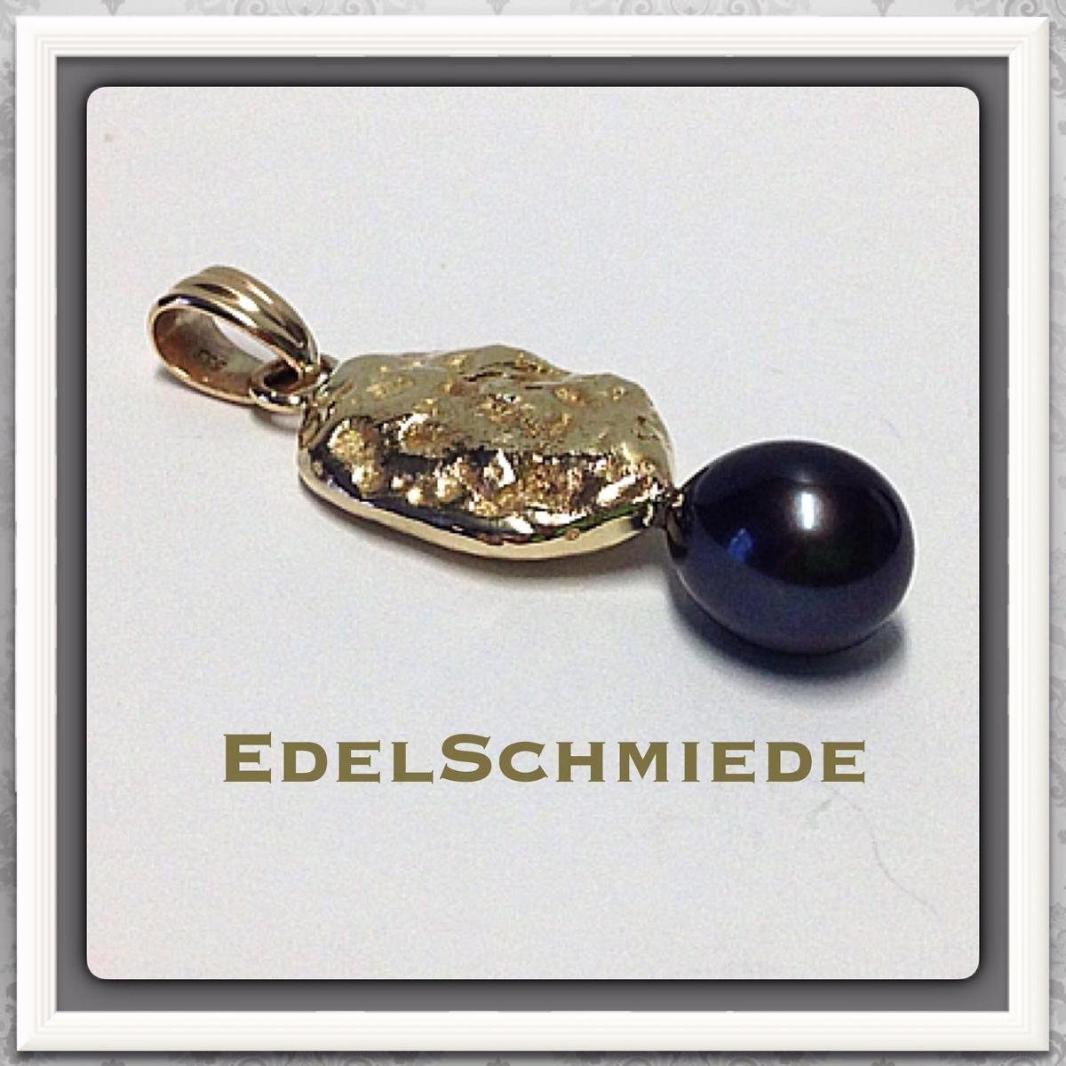 Edelschmiede925 Schmuckset Edelschmiede925 Nuggetanhänger 333/- Gelbgold mit echter Perle