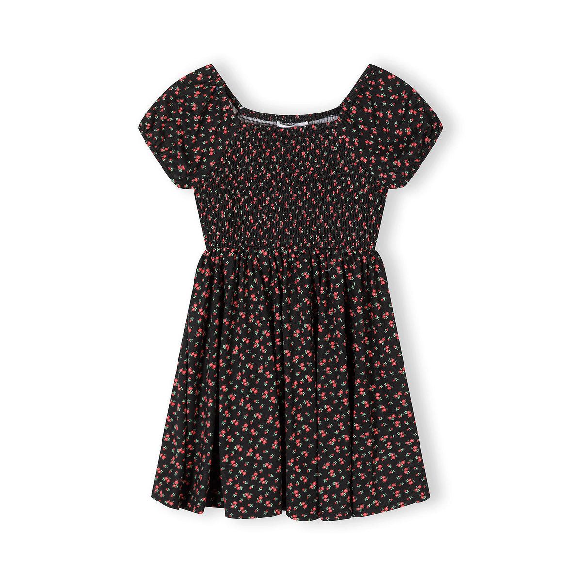 MINOTI Jerseykleid für Mädchen mit Raffungen Kurzarm mit Blütenprint