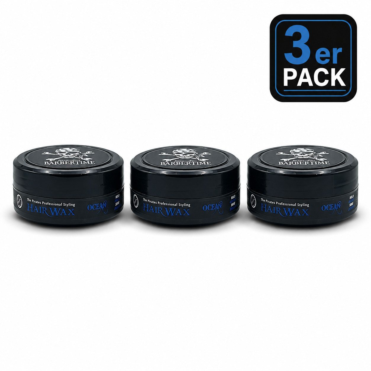 BARBERTIME Haarwachs 3x Haarwachs Hair Wax Styling Wax 150ml Ocean, 3-tlg.