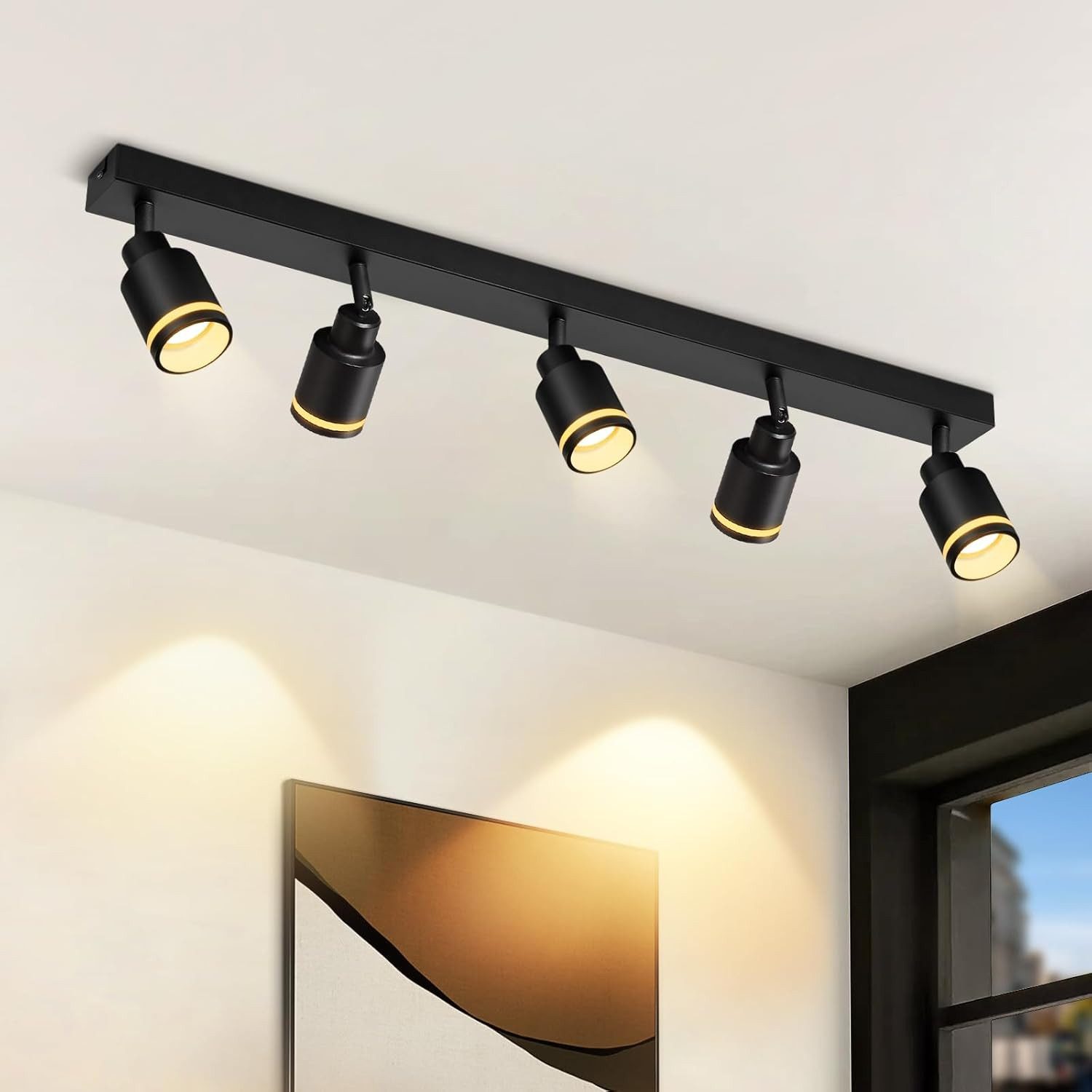 ZMH Deckenstrahler 5 Flammig Schwenkbar 355° Modern Deckenspots für Büro Schlafzimmer, Drehbar 180°, ohne Leuchtmittel, Metall Flurlampe GU10 Deckenlampe für Esszimmer