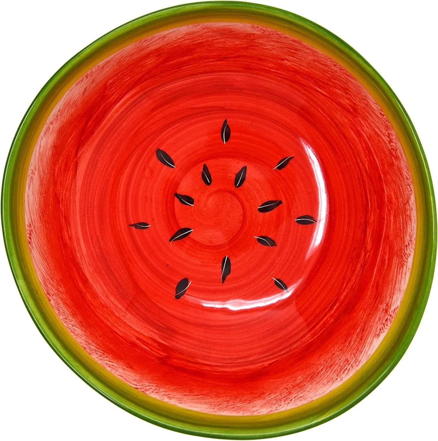 Lashuma Salatschüssel cm (1-tlg), Melone, Handbemalte Obstschale rund Keramik, Ø 20
