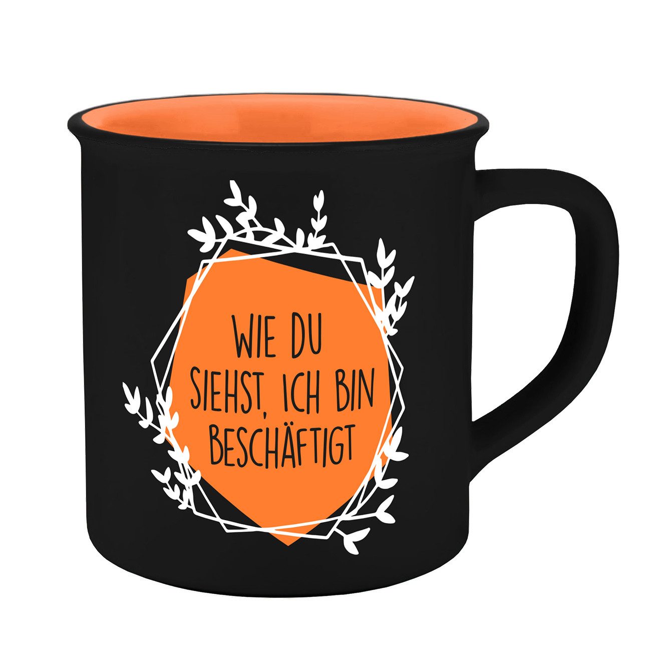 Geda Labels GmbH Tasse Bin beschäftigt, Keramik, Orange, 400ml, spülmaschinengeeignet