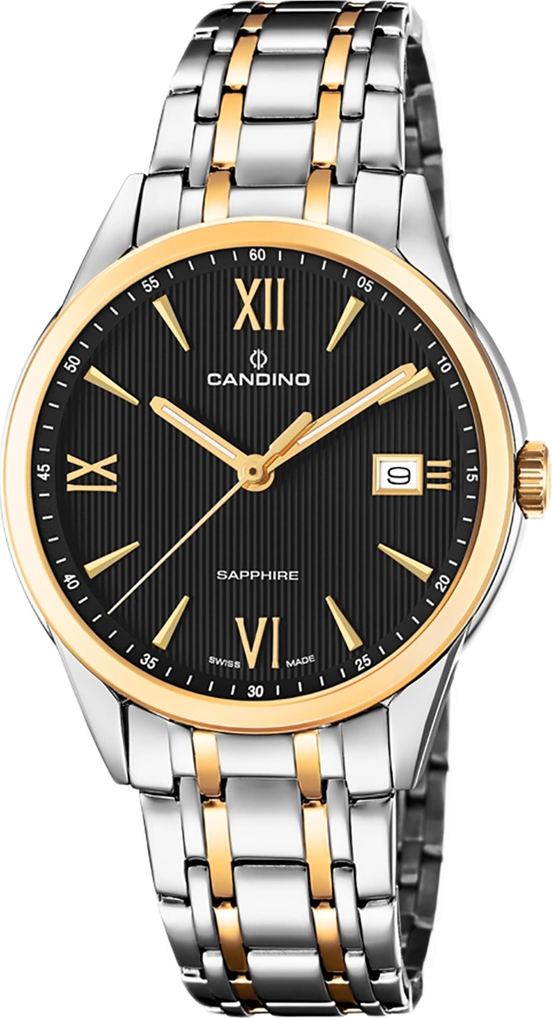 Candino Quarzuhr Candino Herren Uhr Analog C4694/3, Herren Armbanduhr rund, Edelstahlarmband silber, gold, Elegant